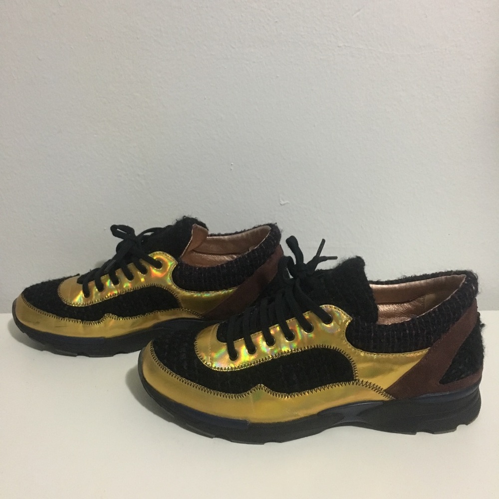 Chanel Tweed Holographic Sneakers